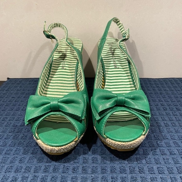Ladies De Blossom Collection Green Wedge Sandals Size 10 - Picture 9 of 16